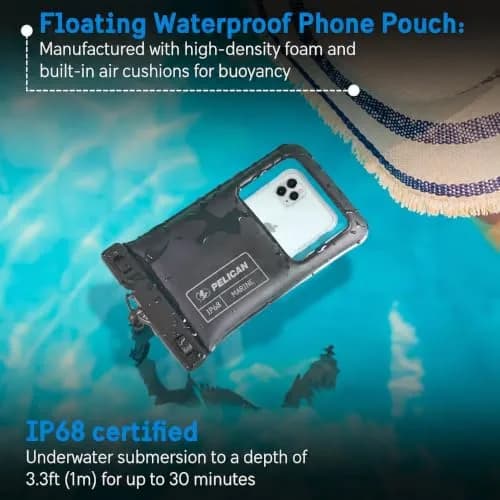 Pelican Waterproof Phone Pouch (XL) - Stealth Black | IP68 Floating Case with Touchscreen Access thumbnail 2