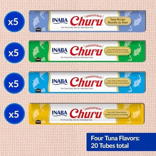 INABA Churu Cat Treats Tuna Variety Box 20 Tubes | High Moisture, Low Calorie Lickable Purée thumbnail 6