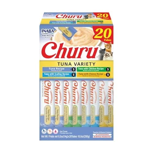 INABA Churu Cat Treats Tuna Variety Box 20 Tubes | High Moisture, Low Calorie Lickable Purée thumbnail 1