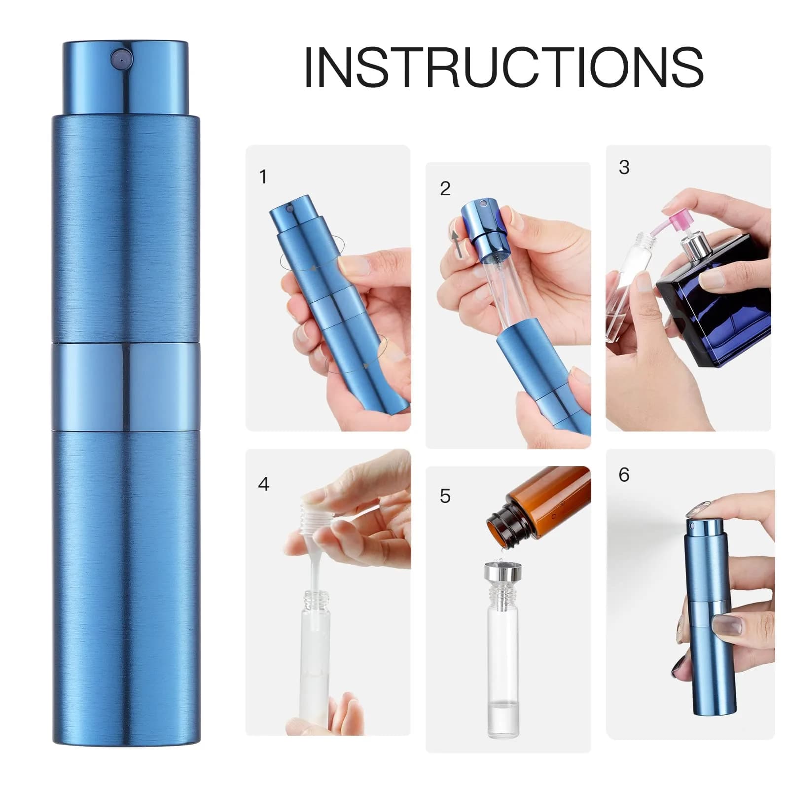 LISAPACK 8ml (0.27 Fl Oz) Refillable Perfume Travel Bottle | Leak-Proof Aluminum Atomizer Sprayer - view 5
