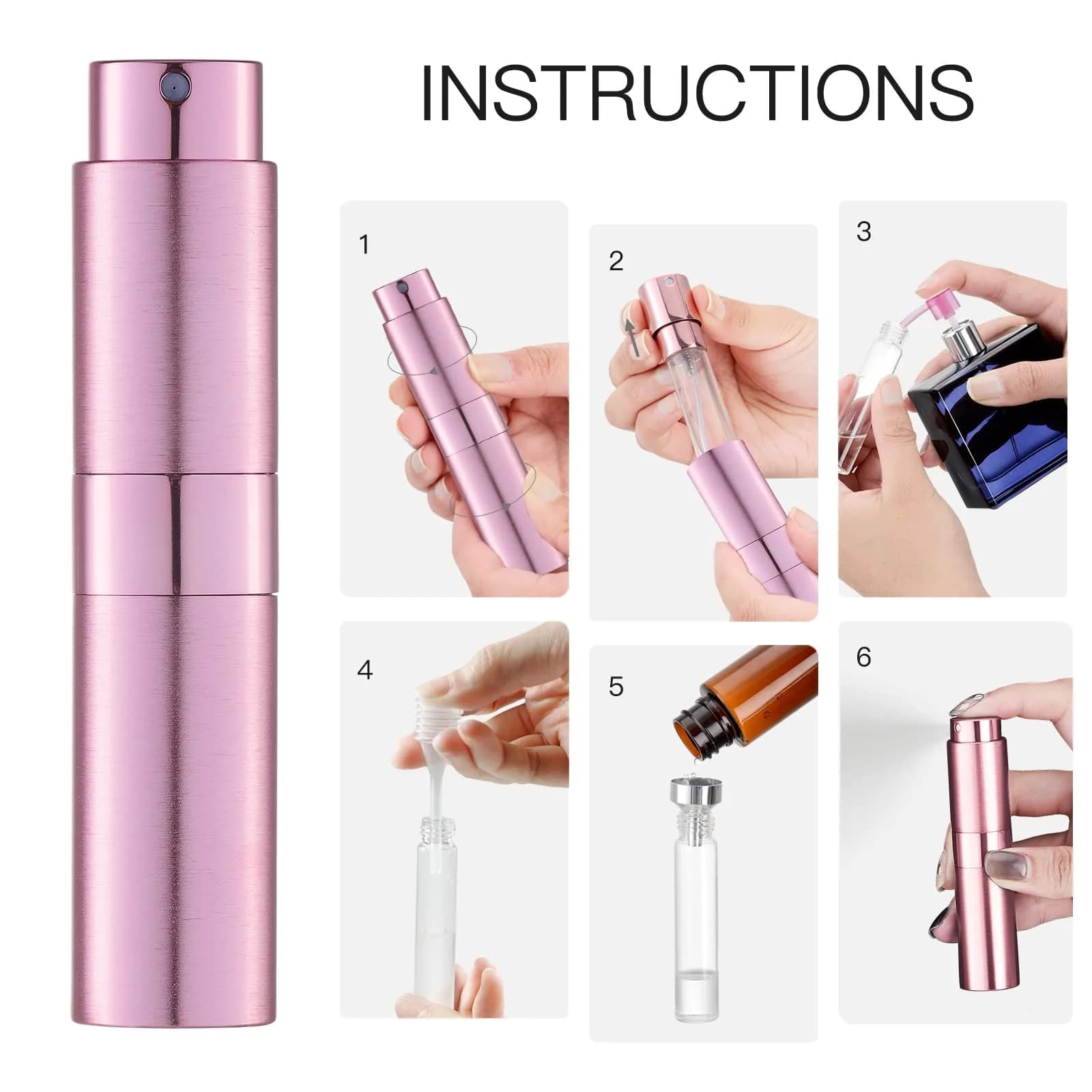 LISAPACK 8ml (0.27 Fl Oz) Refillable Perfume Travel Bottle | Twist-Up Atomizer Sprayer - view 5