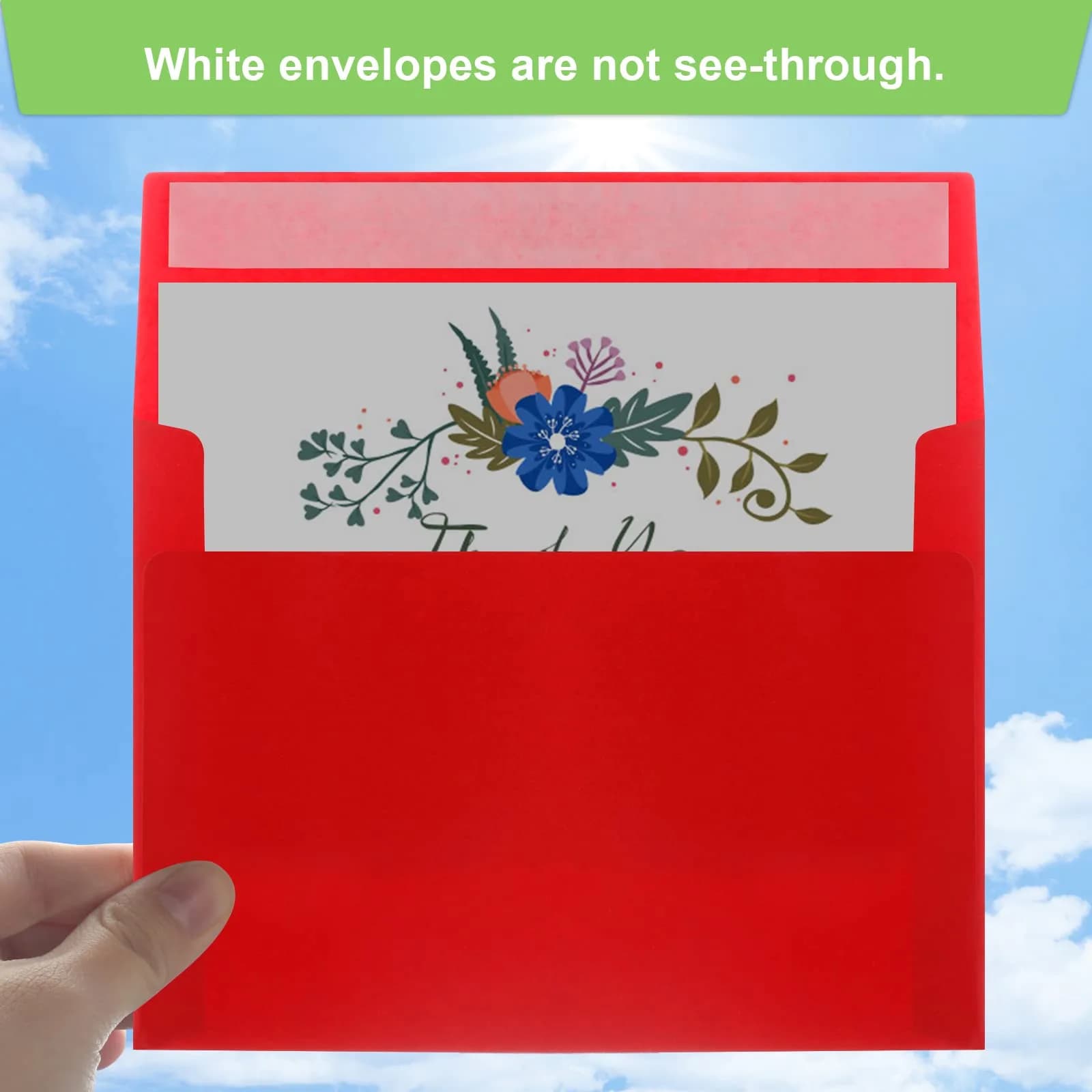 Joyberg Red A7 Envelopes (5.25x7.25in) | Self Seal Greeting Card Envelopes for Invitations thumbnail 4
