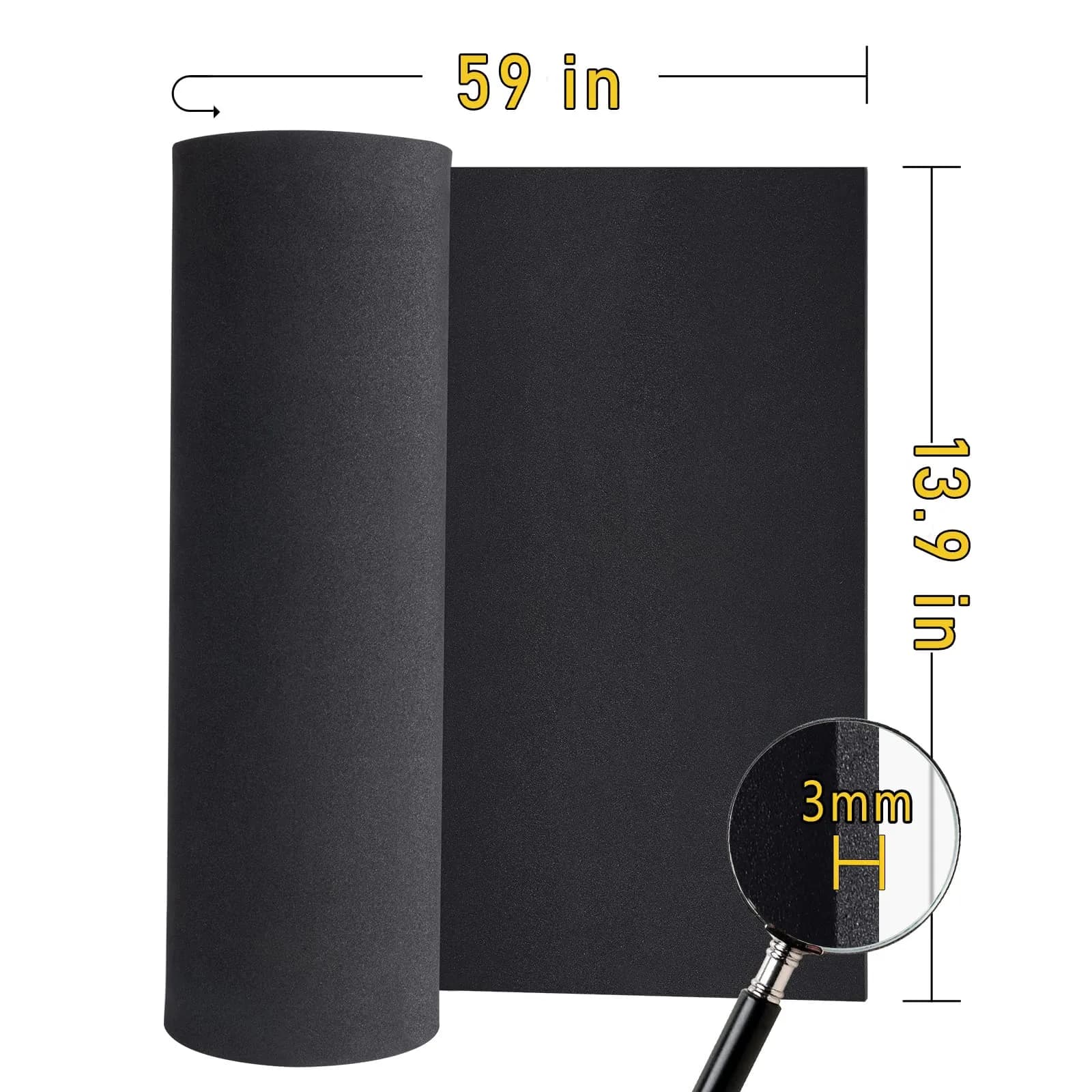 MEARCOOH Black EVA Foam Sheet 3mm x 35cm x 150cm (13.8" x 59") | Premium High-Density Craft Foam - view 2
