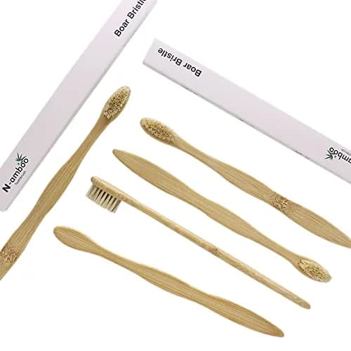 N-amboo Bamboo Toothbrush with Boar Bristles, Pack of 8 | Biodegradable & Natural thumbnail 6
