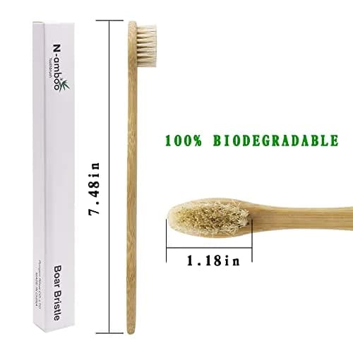 N-amboo Bamboo Toothbrush with Boar Bristles, Pack of 8 | Biodegradable & Natural thumbnail 2