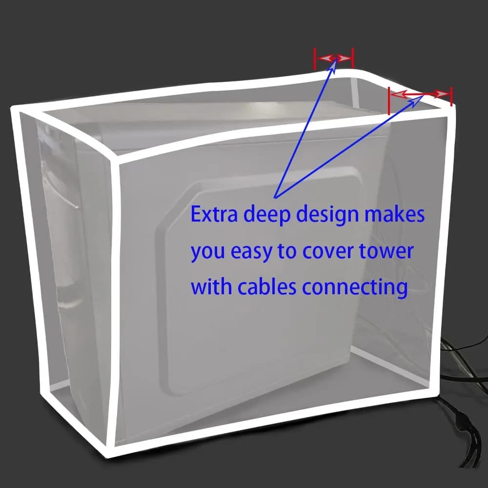 LU2000 Medium PC Dust Cover 46cm (18") | Antistatic, Waterproof, Adjustable Drawstring for Mid-Tower PCs - view 2