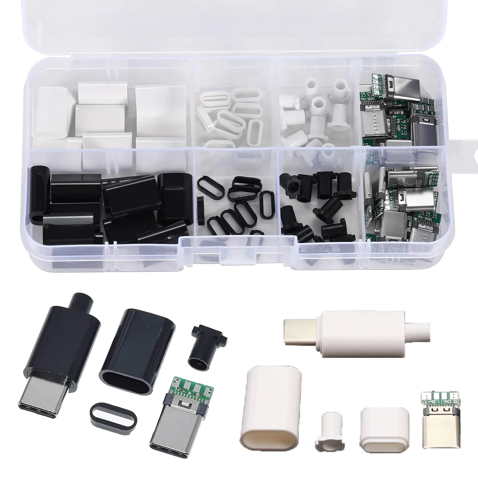 ANMBEST USB 3.1 Type C Connector 24 Pins Male Female Plug Socket with PCB Board, 8.4mm x 2.6mm | 5Gbps Data Transfer & 3A Charging