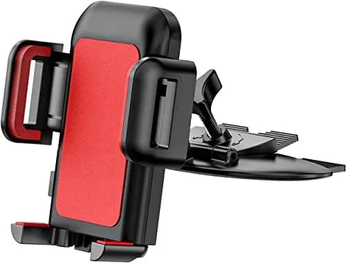 VSSMSSA Cell Phone Holder for Car, CD Slot Mount, One-Handed Operation, Compatible with iPhone14 13 12 Mini 11 Pro XR XS MAX Galaxy S20 S20+ S10 Red | Adjustable 4"-6.8" thumbnail 1
