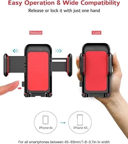 VSSMSSA Cell Phone Holder for Car, CD Slot Mount, One-Handed Operation, Compatible with iPhone14 13 12 Mini 11 Pro XR XS MAX Galaxy S20 S20+ S10 Red | Adjustable 4"-6.8" thumbnail 3