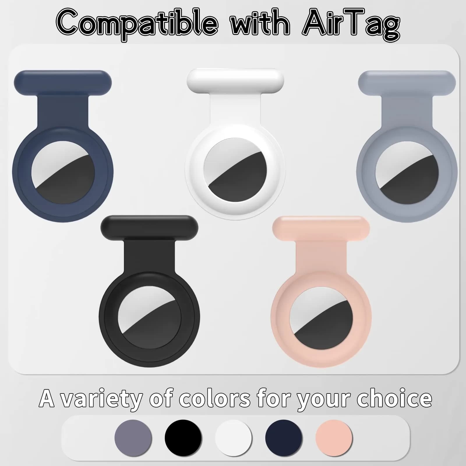 Fzemnn 2 Pack Airtag Holder Case with Hidden Pins | Silicone Tracker Cover for Kids, Pets, Bags (Black) - view 7