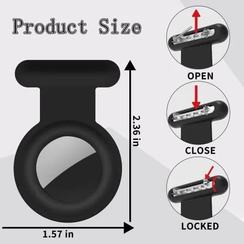 Fzemnn 2 Pack Airtag Holder Case with Hidden Pins | Silicone Tracker Cover for Kids, Pets, Bags (Black) thumbnail 2