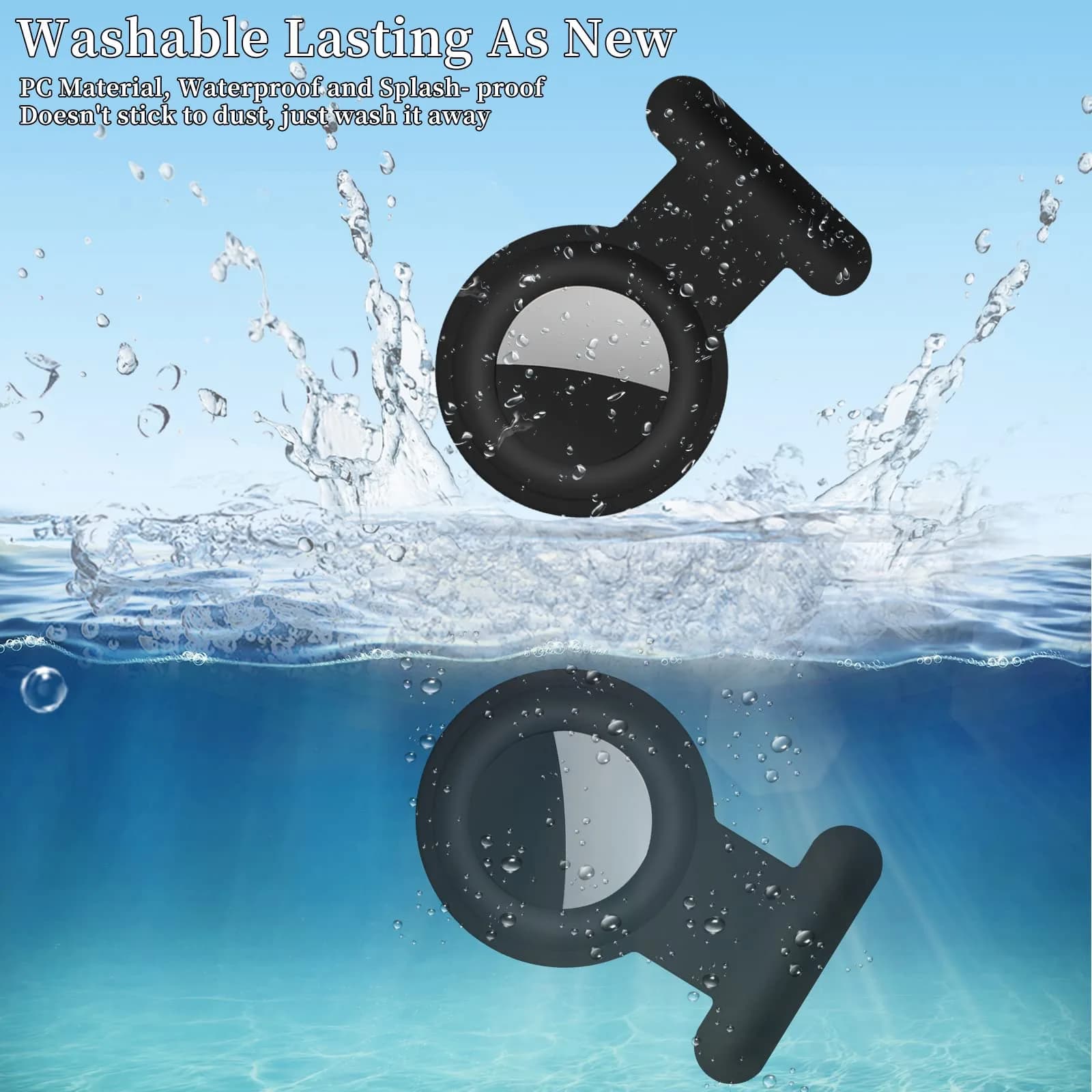 Fzemnn 2 Pack Airtag Holder Case with Hidden Pins | Silicone Tracker Cover for Kids, Pets, Bags (Black) - view 3
