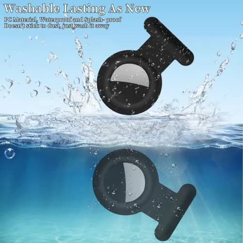 Fzemnn 2 Pack Airtag Holder Case with Hidden Pins | Silicone Tracker Cover for Kids, Pets, Bags (Black) thumbnail 3