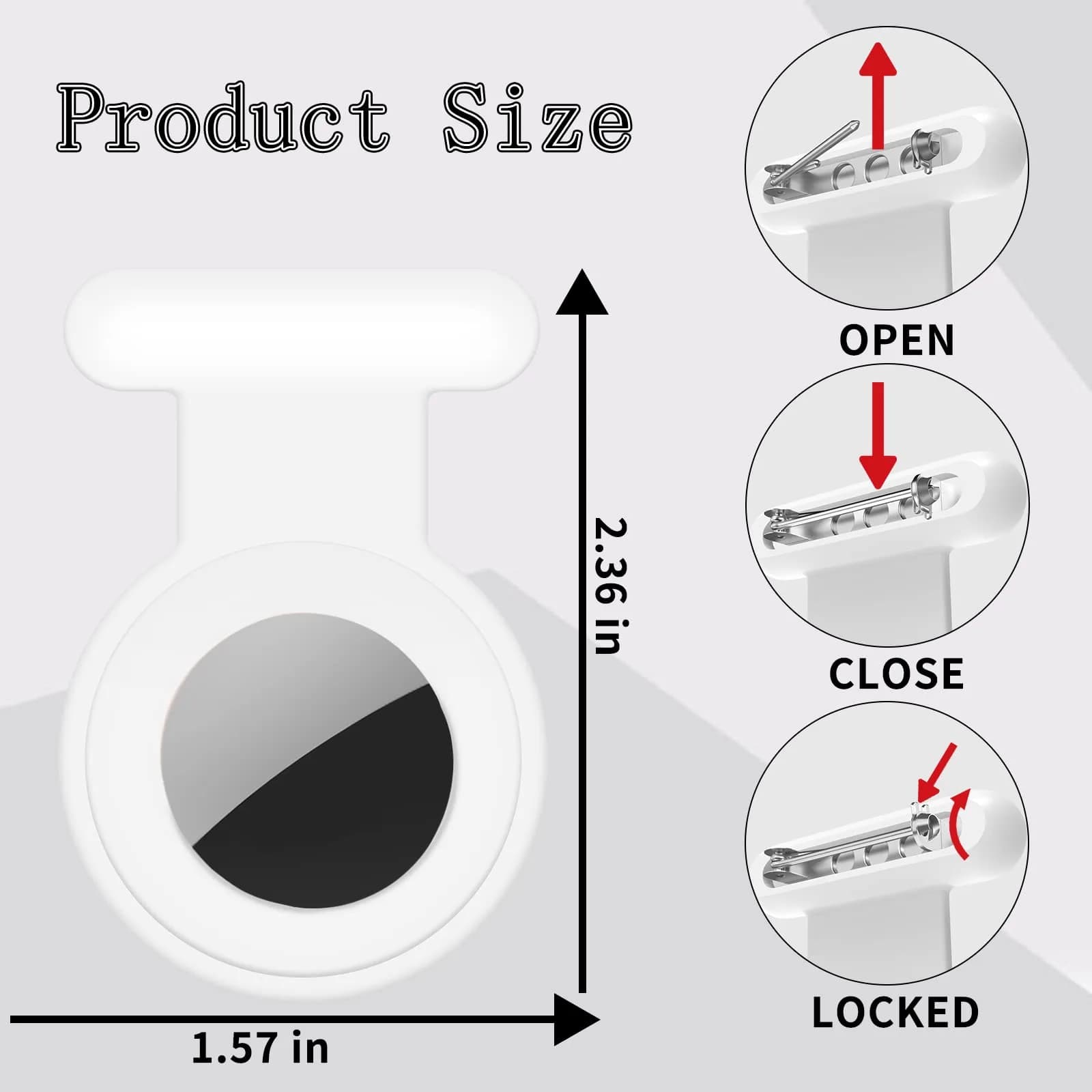 Fzemnn Silicone AirTag Holder Case for Kids & Pets, 2 Pack White | Hidden Pin Design for Secure Attachment - view 2
