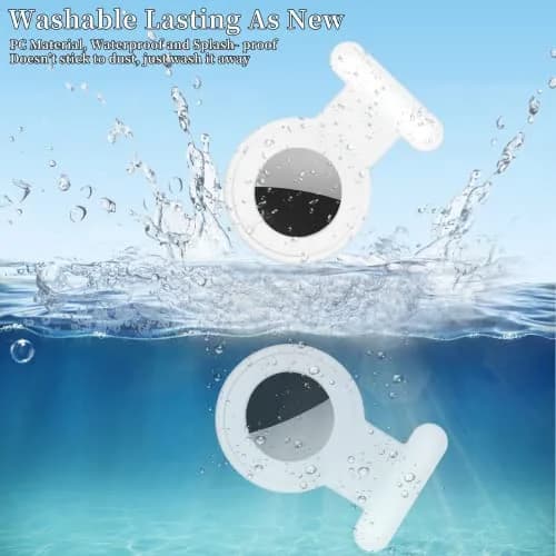 Fzemnn Silicone AirTag Holder Case for Kids & Pets, 2 Pack White | Hidden Pin Design for Secure Attachment thumbnail 3