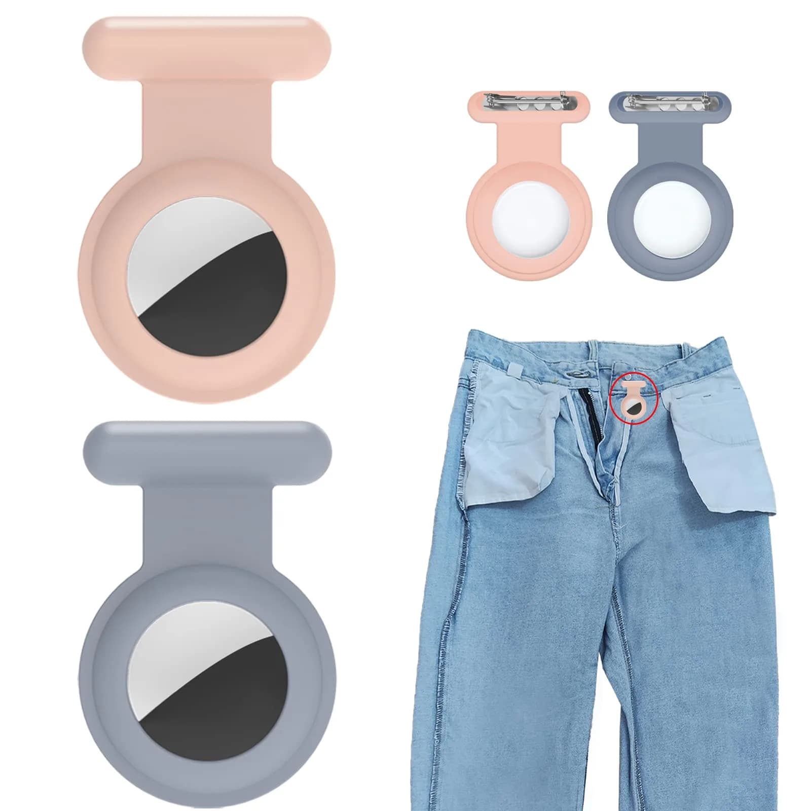 Fzemnn Silicone Airtag Holder Case 2 Pack | Hidden Pin Design for Kids & Pets - main product image
