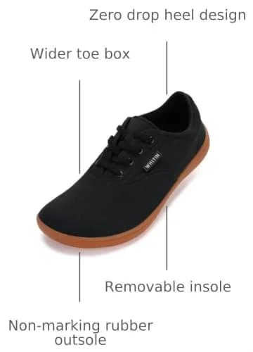 WHITIN Men's Wide Toe Box Zero Drop Sneakers 8.5 | Minimalist Canvas Casual Shoes thumbnail 3