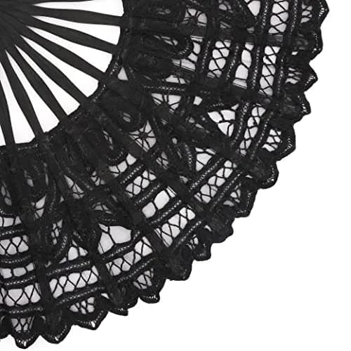 BABEYOND Cotton Lace Folding Hand Fan, Bamboo Wedding Dance Party Decor | Elegant, Handcrafted, Lightweight thumbnail 4