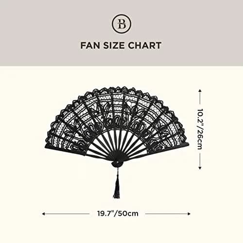 BABEYOND Cotton Lace Folding Hand Fan, Bamboo Wedding Dance Party Decor | Elegant, Handcrafted, Lightweight thumbnail 6