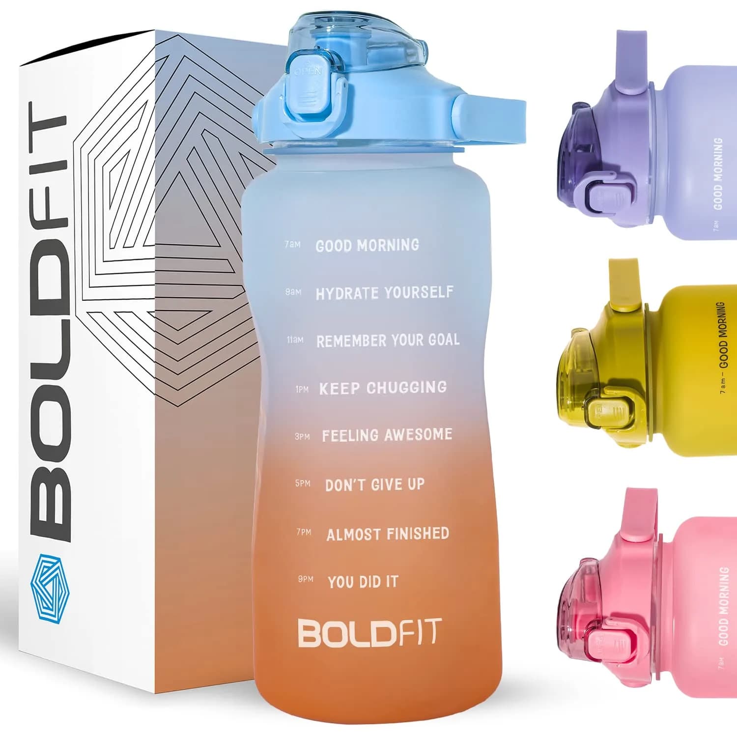 Boldfit 2 Litre (67.6 oz) Gallon Water Bottle with Straw & Time Markers | Motivational Gym Sipper for Fitness Enthusiasts - main product image