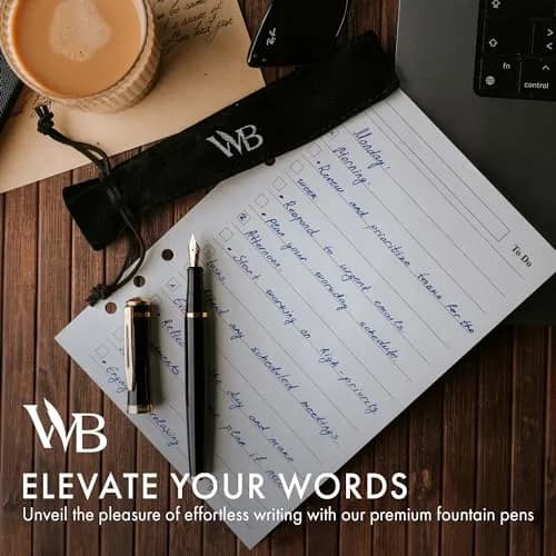 Wordsworth & Black Luxury Fountain Pen Set Medium Nib Black Gold Finish Pouch | Smooth Ink Flow thumbnail 3