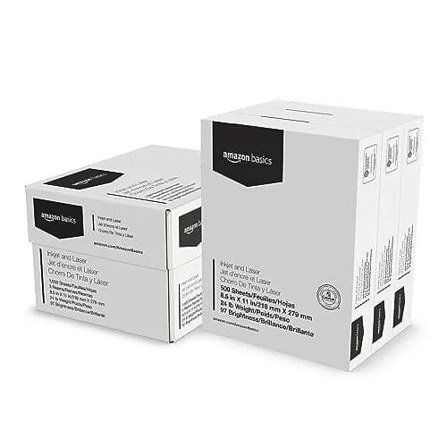 Amazon Basics Multipurpose Copy Printer Paper 8.5 x 11 Inches 24 lb Weight 97 Bright White 1500 Sheets | Acid-Free Paper for Laser & Inkjet Printers thumbnail 1