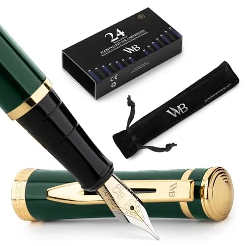 Wordsworth & Black Luxury Fountain Pen Set with Medium Nib, Racing Green | Smooth Ink Flow for Writing thumbnail 1