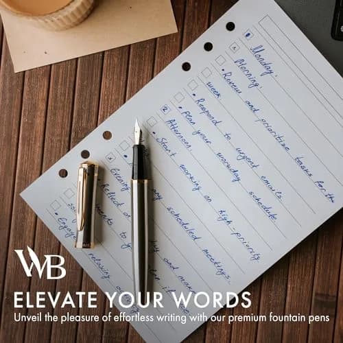 Wordsworth & Black Luxury Fountain Pen Set with Medium Nib, Silver & Gold Finish | Smooth Ink Flow Writing Instrument thumbnail 3