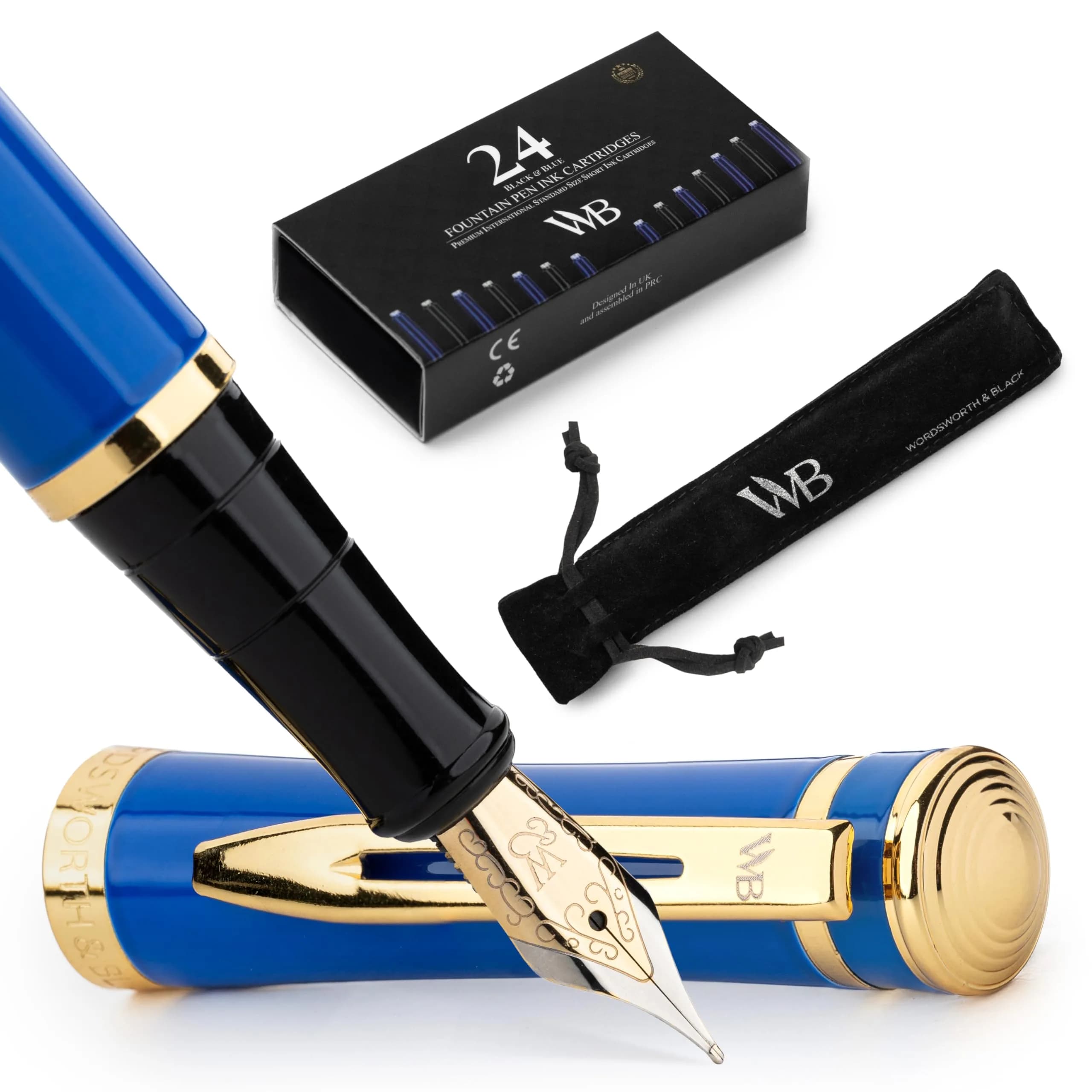 Wordsworth & Black Luxury Fountain Pen Set with Medium Nib, Blue Ink | Smooth Ink Flow Writing Instrument — Imperial Blue
