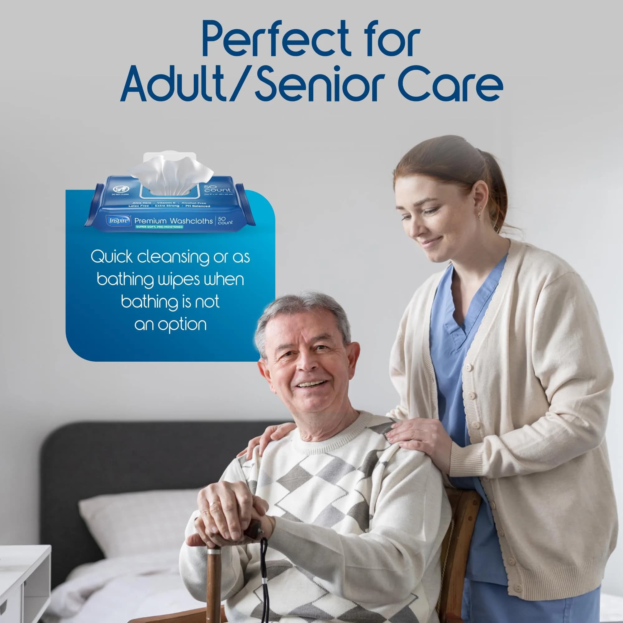 Inspire Adult Wet Wipes, 300 Count | Hypoallergenic Cleansing Cloths for Elderly Care - view 5
