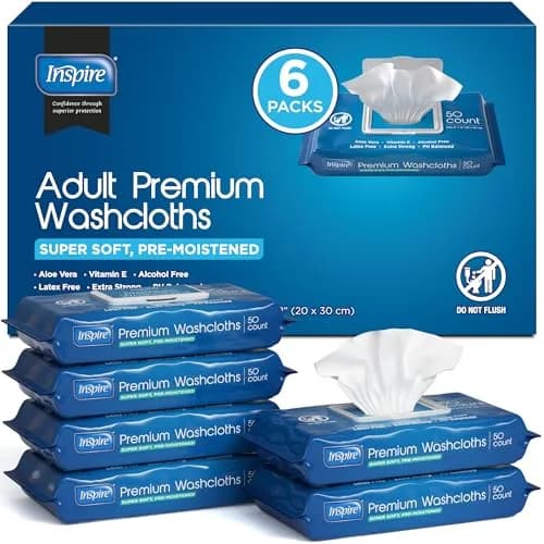 Inspire Adult Wet Wipes, 300 Count | Hypoallergenic Cleansing Cloths for Elderly Care thumbnail 1