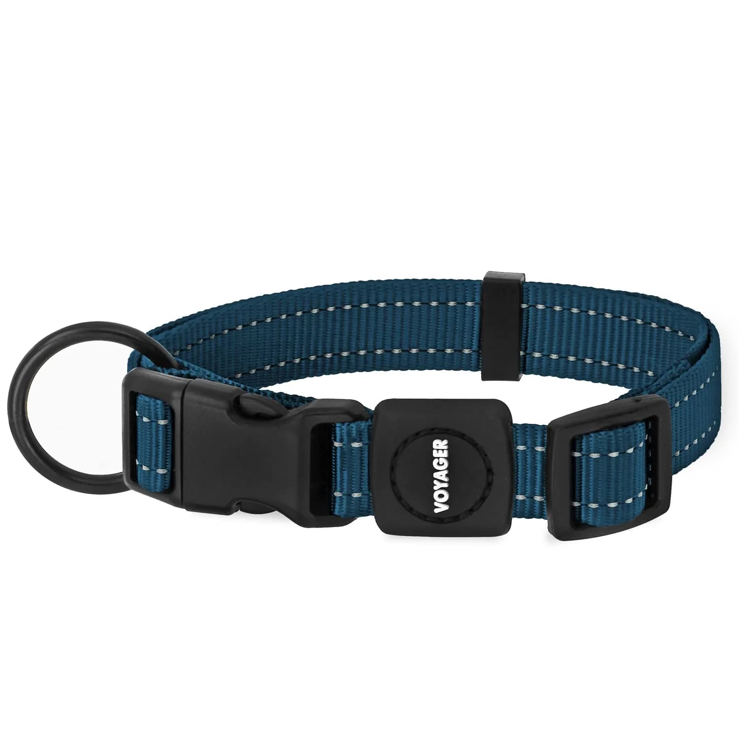 Best Pet Supplies Voyager Reflective Dog Collar with Neoprene Handle | Heavy Duty, Adjustable, Night Visibility, Blue, S