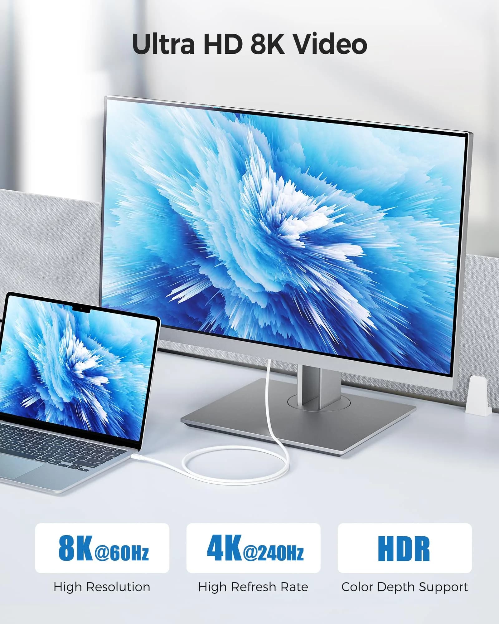 Cable Matters 40Gbps Thunderbolt 4 Cable - 3.3ft (1m) in White - view 3