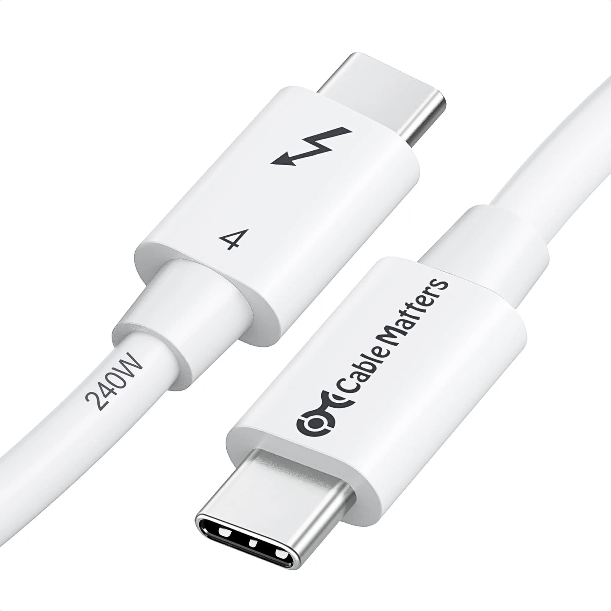 Cable Matters 40Gbps Thunderbolt 4 Cable 1m (3.3ft) | Supports 8K Video & 240W Charging — White / 3.3 Feet