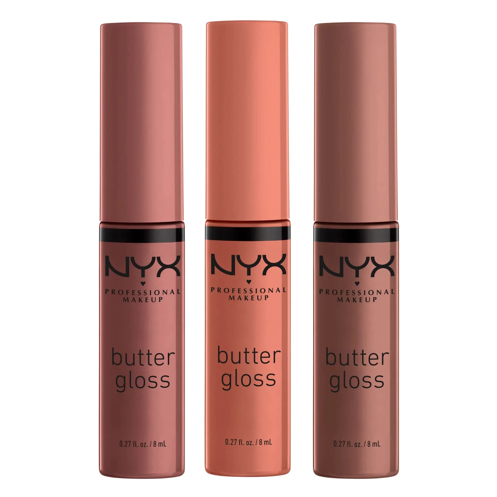 NYX PROFESSIONAL MAKEUP Butter Gloss Lip Gloss Trio - Sugar High, Spiked Toffee, Butterscotch | 0.81 Fl Oz (24ml) Total - main product image