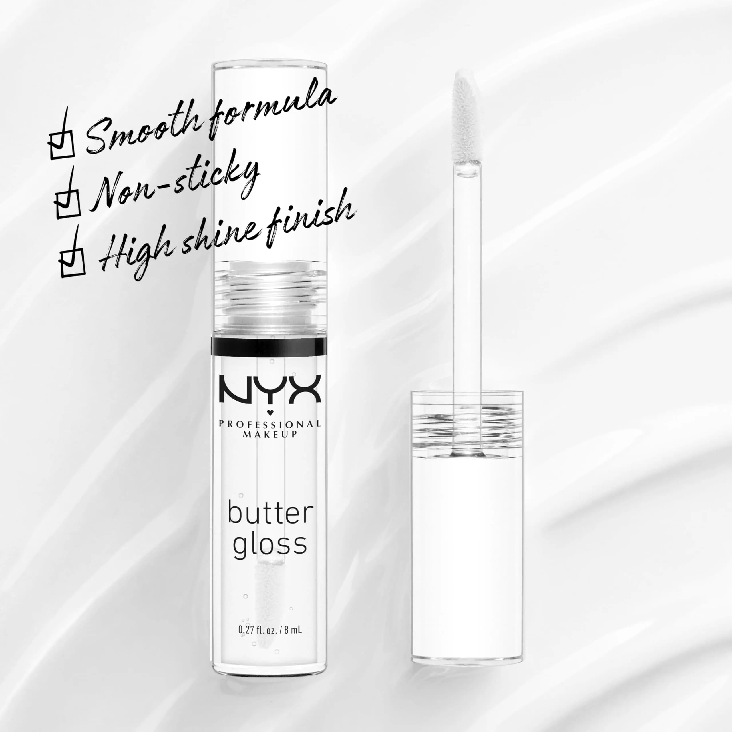 NYX PROFESSIONAL MAKEUP Butter Gloss Lip Gloss - Sugar Glass (Clear), Pack Of 3 | Sheer to Medium Coverage, Non-Sticky Formula - view 2