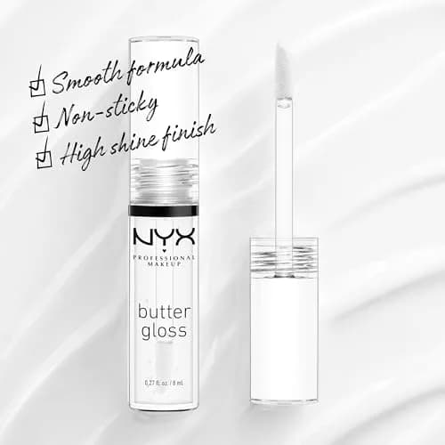 NYX PROFESSIONAL MAKEUP Butter Gloss Lip Gloss - Sugar Glass (Clear), Pack Of 3 | Sheer to Medium Coverage, Non-Sticky Formula thumbnail 2