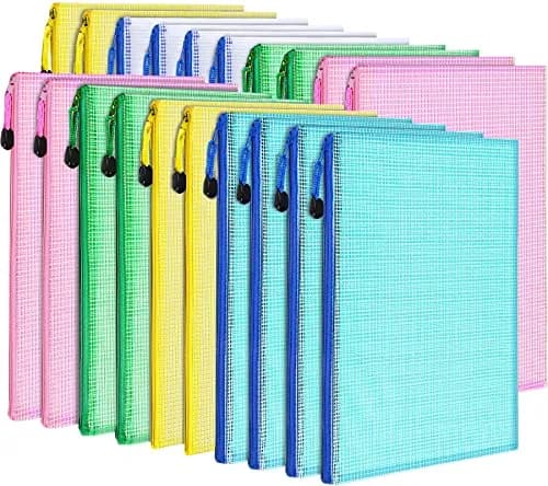 LEOBRO 20PCS Zipper Pouch, A4 Mesh Waterproof Bags, Classroom & Travel Organizer, File Jackets & Pockets thumbnail 1