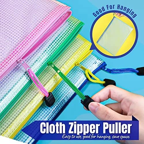 LEOBRO 20PCS Zipper Pouch, A4 Mesh Waterproof Bags, Classroom & Travel Organizer, File Jackets & Pockets thumbnail 5