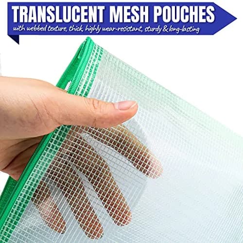 LEOBRO 20PCS Zipper Pouch, A4 Mesh Waterproof Bags, Classroom & Travel Organizer, File Jackets & Pockets thumbnail 6