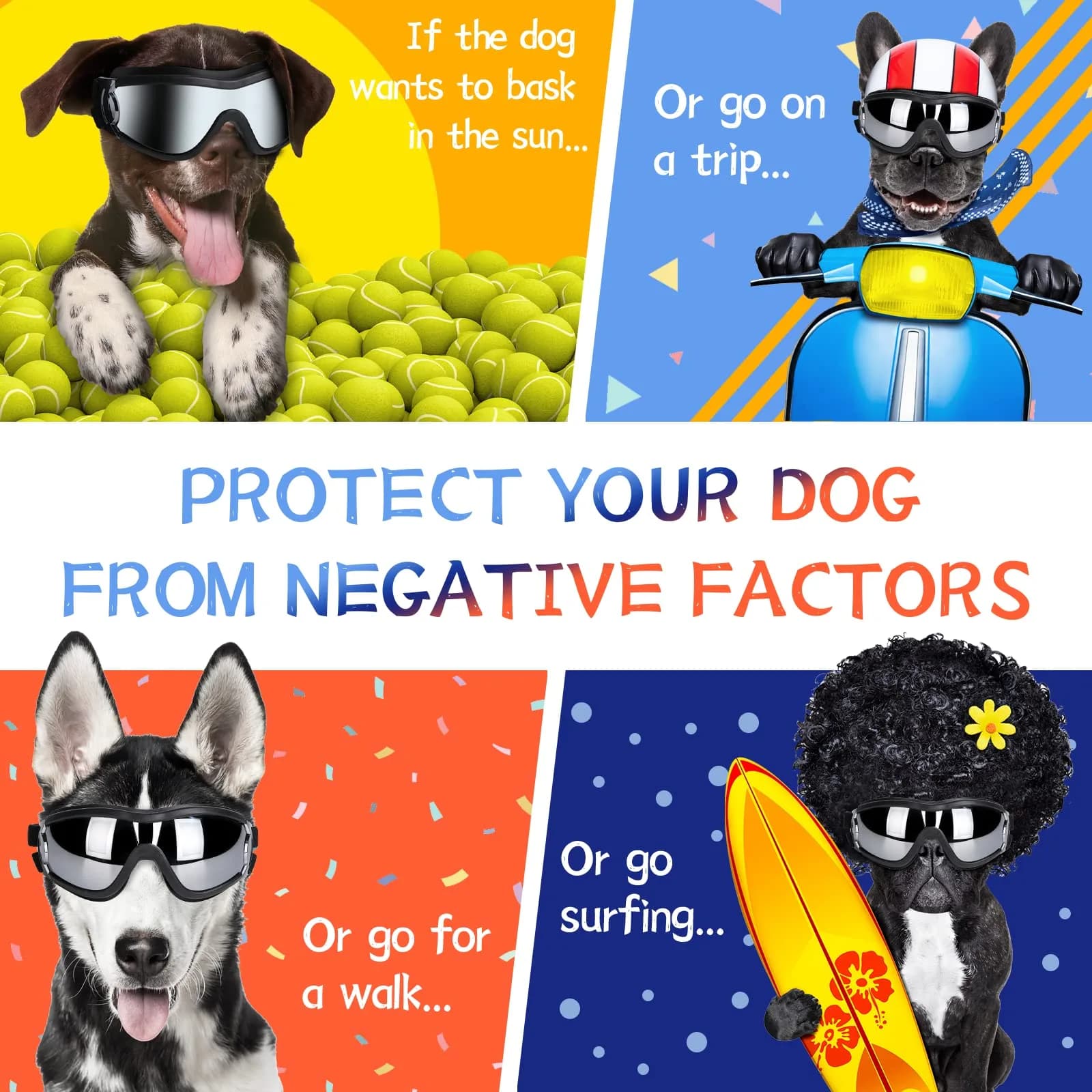 NVTED Dog Sunglasses Dog Goggles Pack of 2 | UV Protection Wind Dust Fog Protection Pet Glasses Eye Wear - view 5