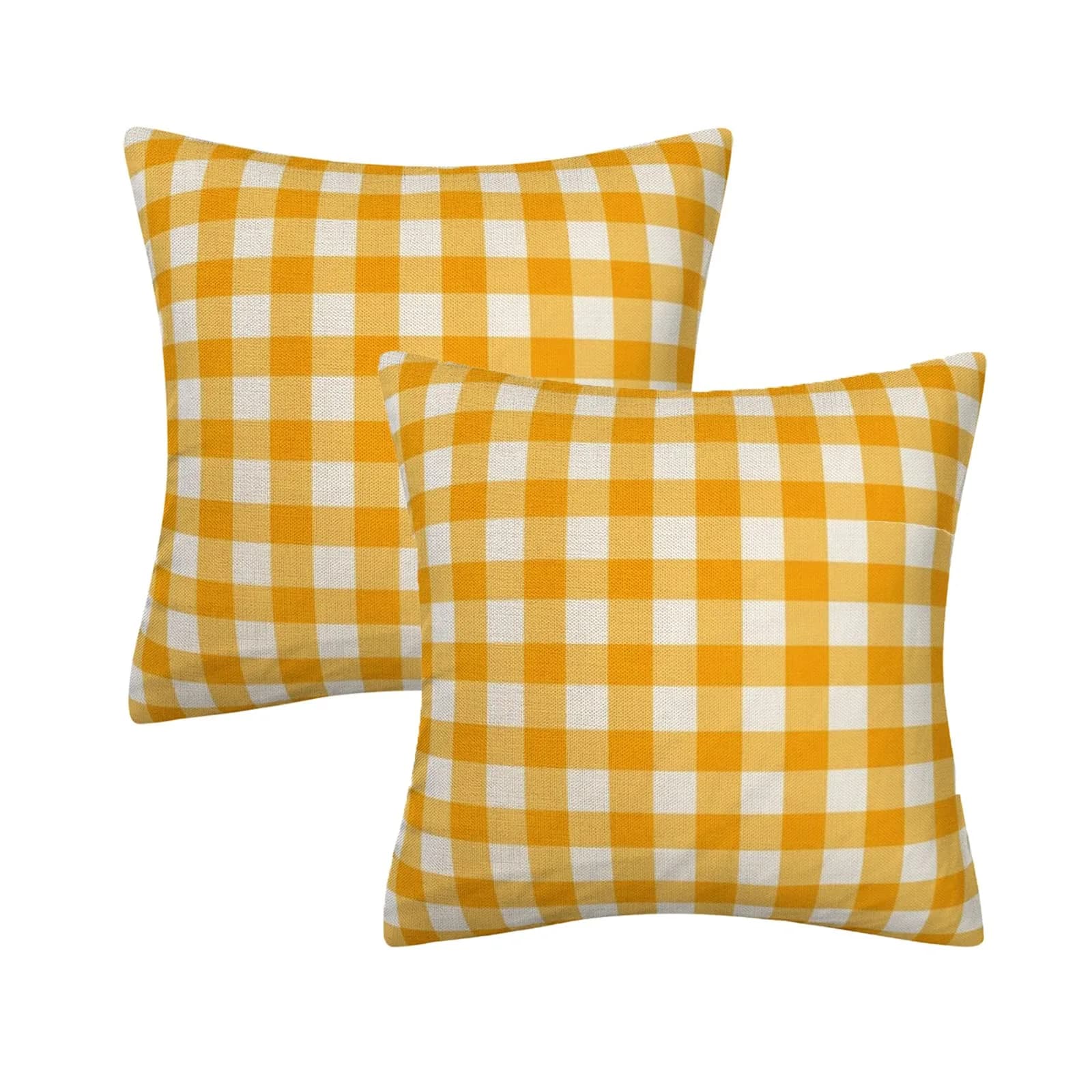 AHAHM Yellow and White Buffalo Check Plaid Throw Pillow Cover 45x45cm (18x18 Inch) Set of 2 | Farmhouse Decorative Cushion Case