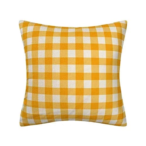 AHAHM Yellow and White Buffalo Check Plaid Throw Pillow Cover 45x45cm (18x18 Inch) Set of 2 | Farmhouse Decorative Cushion Case thumbnail 2