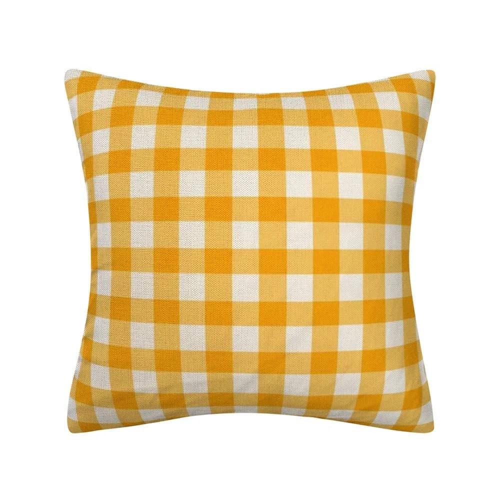 AHAHM Yellow and White Buffalo Check Plaid Throw Pillow Cover 45x45cm (18x18 Inch) Set of 2 | Farmhouse Decorative Cushion Case - view 2