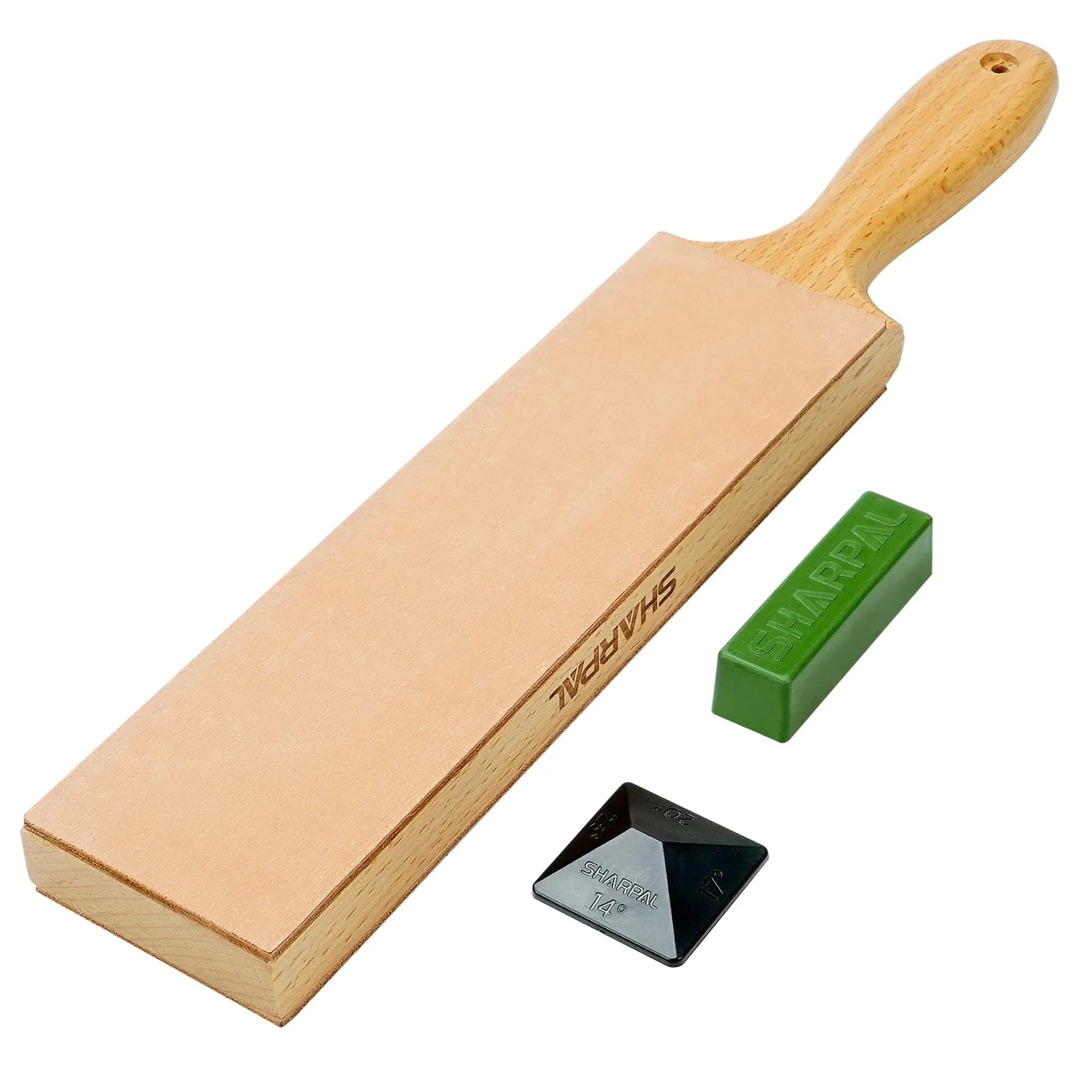 SHARPAL 205H Double-Sided Leather Strop Kit 33.5cm (13.2") | Genuine Cowhide for Razor-Sharp Edges — 205H Leather Sharpening Kit (with Handle)