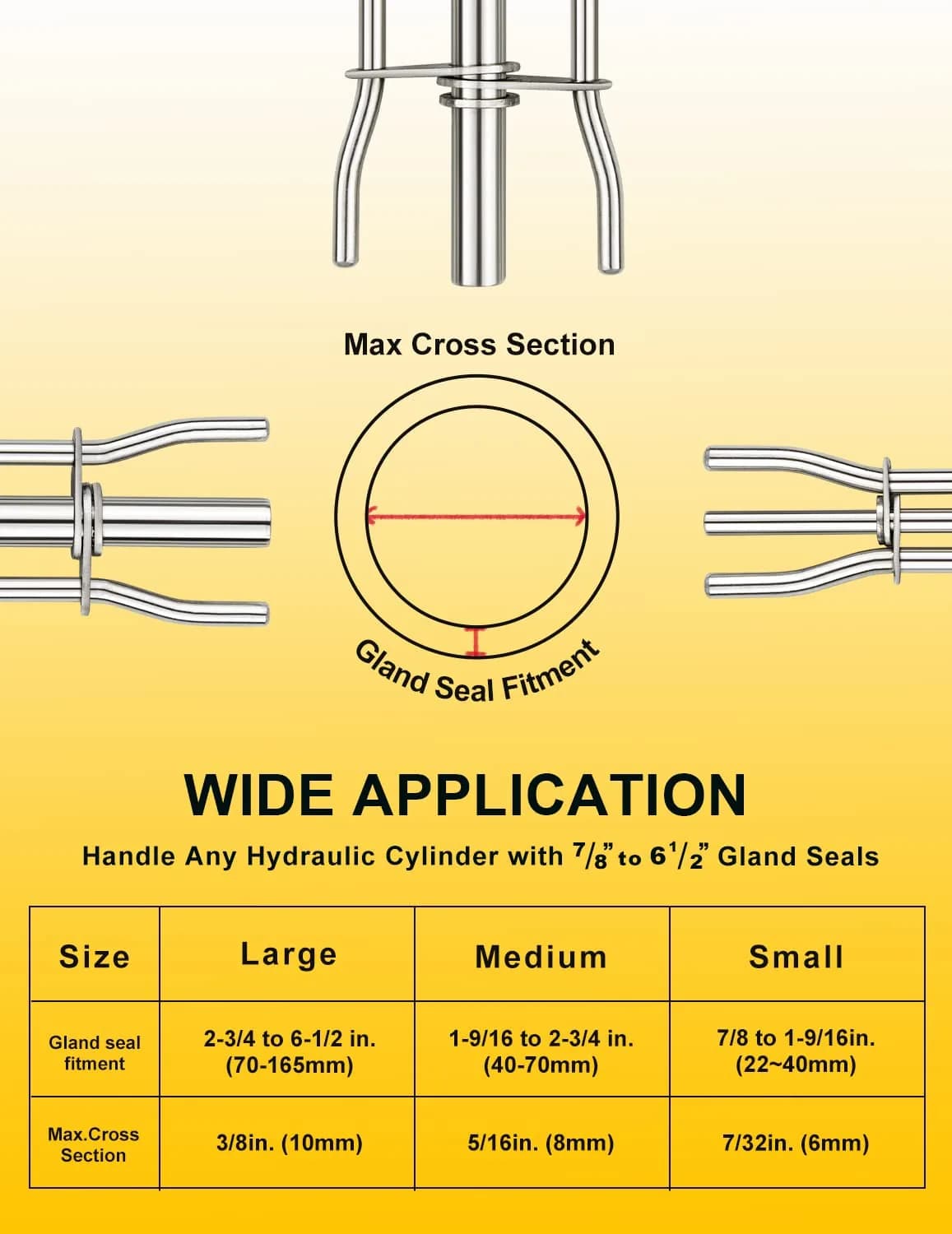 VEHIFOMO Hydraulic Seal Installation Tools Set (3 PCS) | For Rod Seals & U-Cups - view 7
