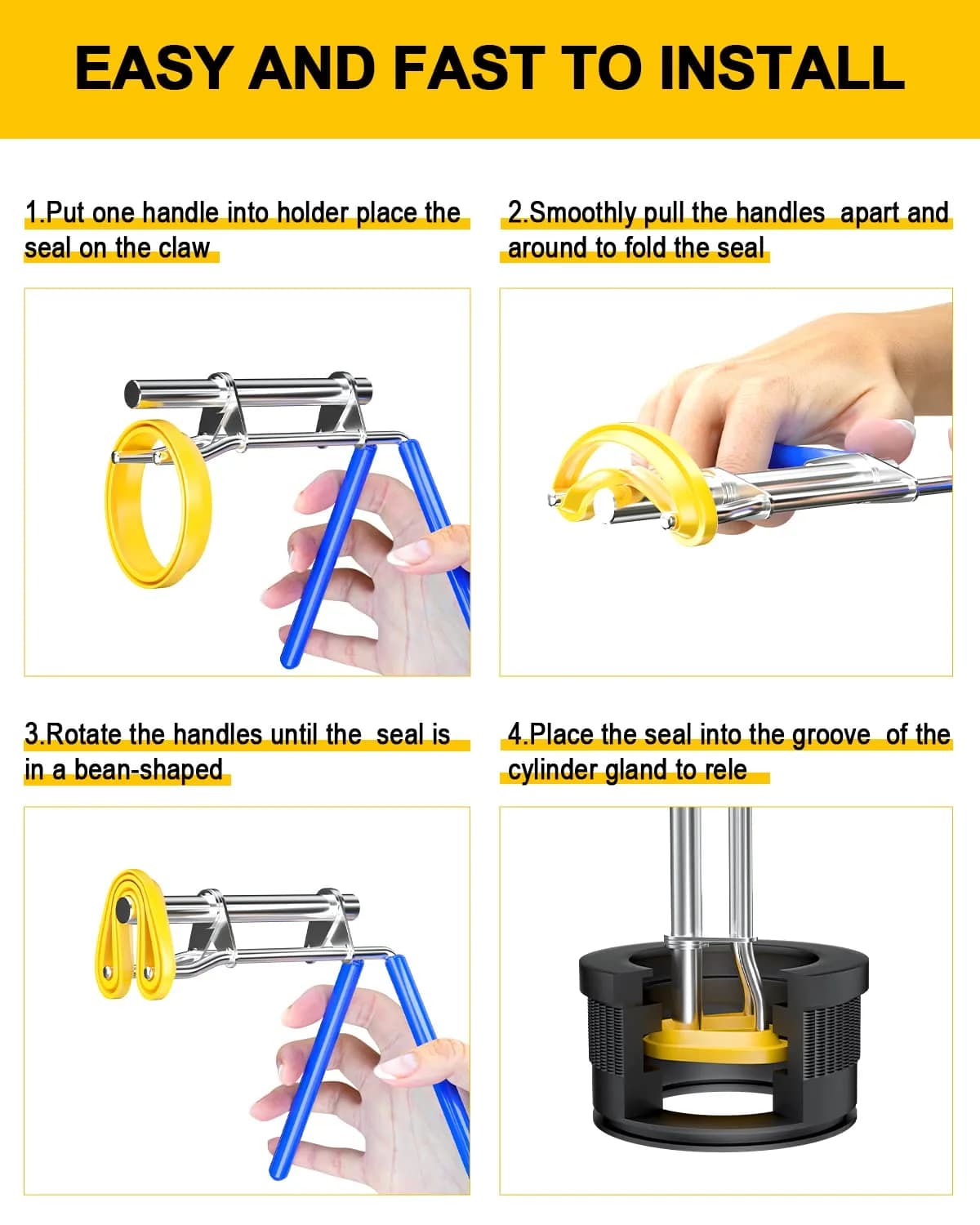 VEHIFOMO Hydraulic Seal Installation Tools Set (3 PCS) | For Rod Seals & U-Cups - view 4
