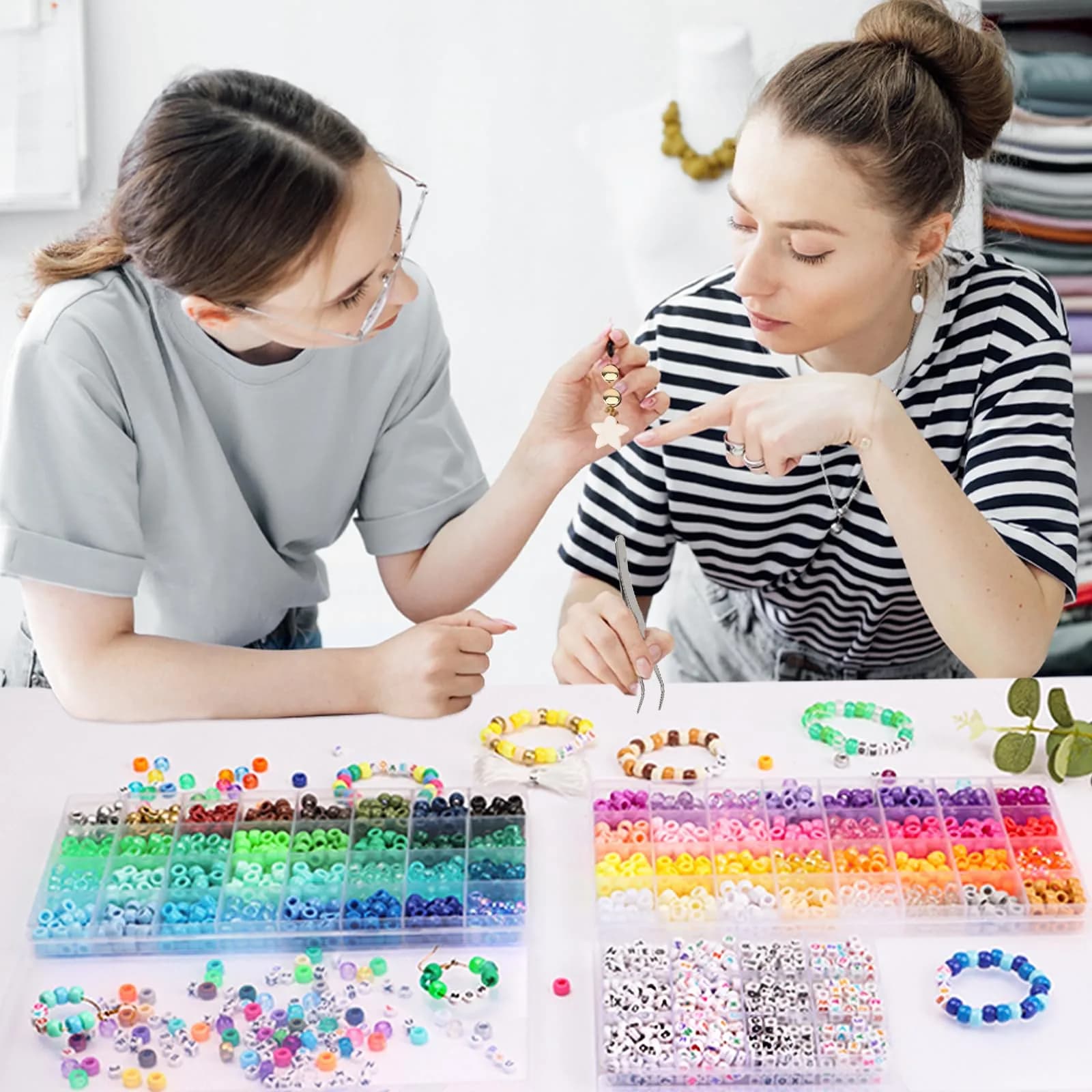 QUEFE 64 Colors 2350pcs Pony Beads Bracelet Making Kit | Rainbow Kandi Friendship Bracelet Kit - view 6