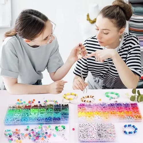 QUEFE 64 Colors 2350pcs Pony Beads Bracelet Making Kit | Rainbow Kandi Friendship Bracelet Kit thumbnail 6