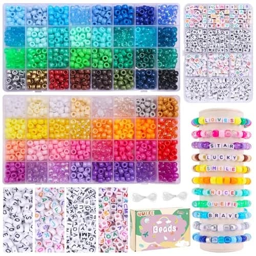 QUEFE 64 Colors 2350pcs Pony Beads Bracelet Making Kit | Rainbow Kandi Friendship Bracelet Kit thumbnail 1